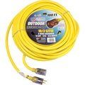 U.S. Wire & Cable 100 Ft. Single Tap Extension Cord w/ Lighted Ends, 10/3 Ga. SJWT-A, 300V, Yellow 68100